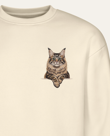 Maine coon (brązowy pręgowany) – bluza z haftem, piaskowa