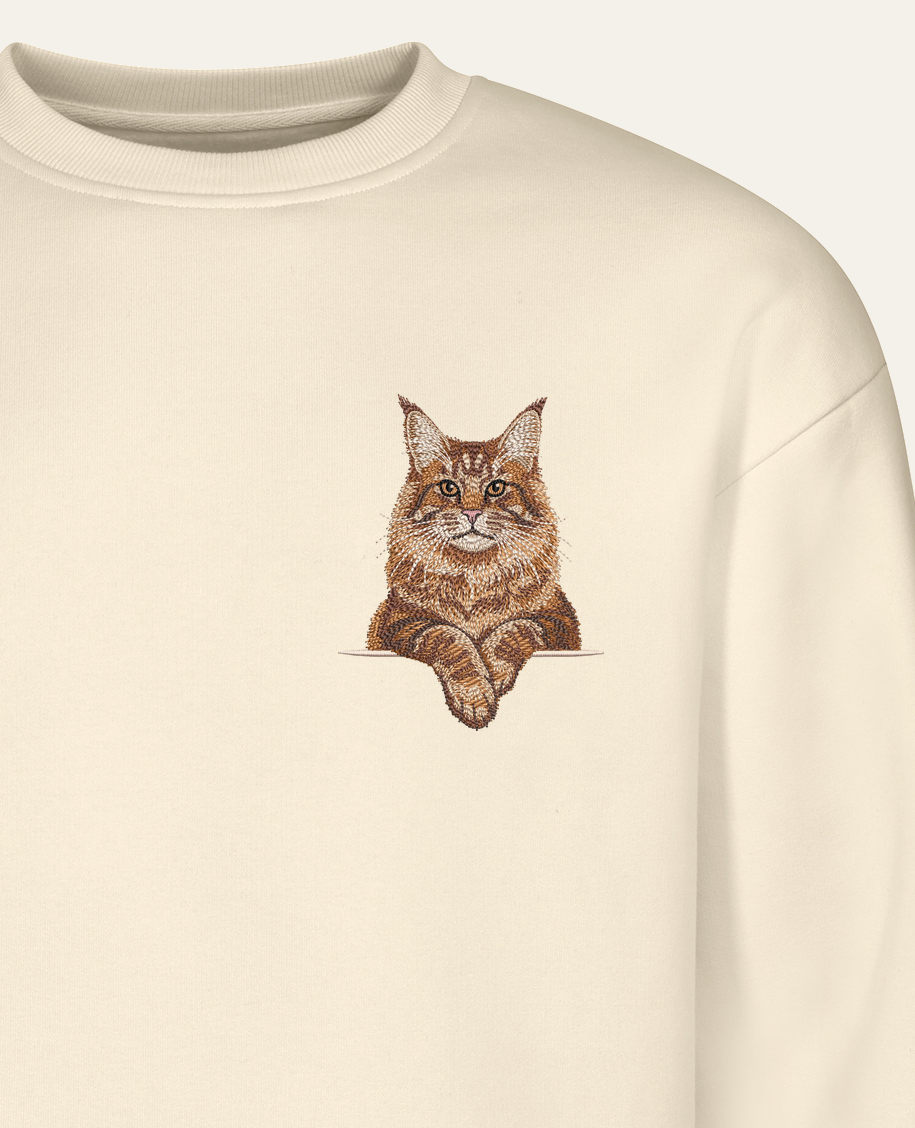 Maine coon (rudy) wzór 2 – bluza z haftem, piaskowa