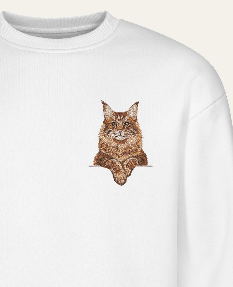 Maine coon (rudy) wzór 2 – bluza z haftem, piaskowa