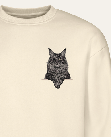 Maine coon (czarny) wzór 2 – bluza z haftem, piaskowa