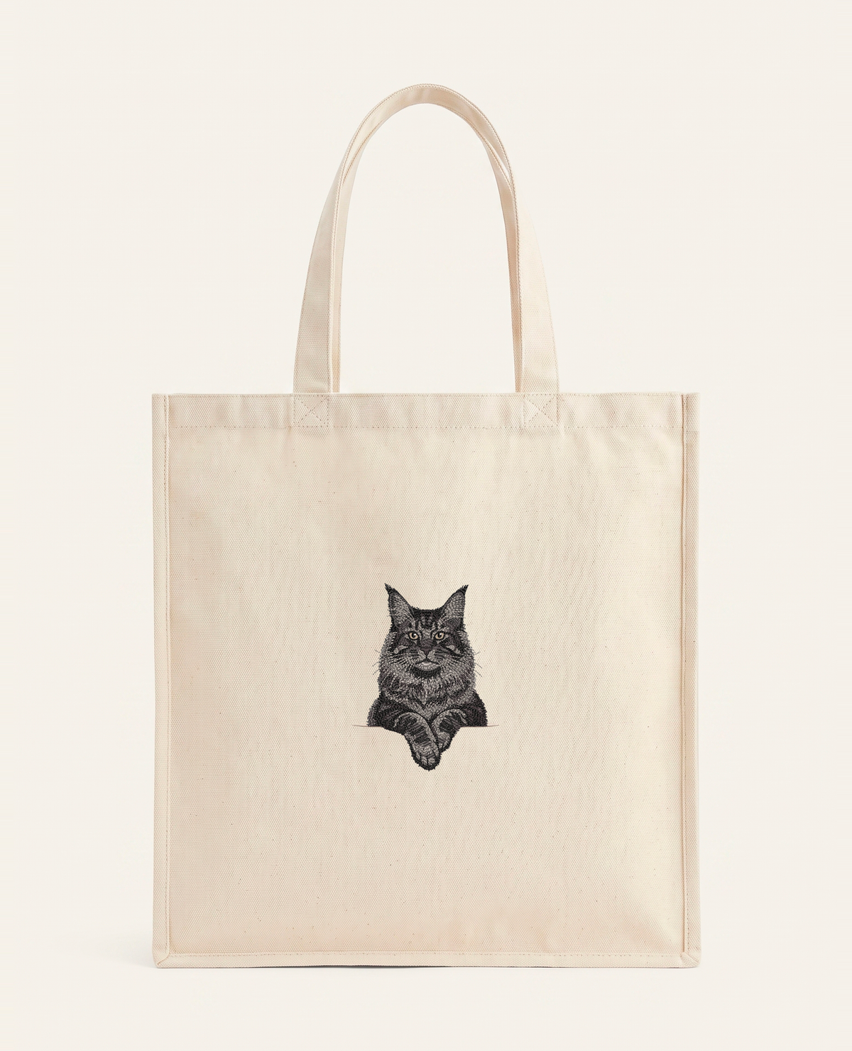 Maine coon (czarny) wzór 2 – torba z haftem, piaskowa