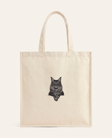 Maine coon (czarny) wzór 2 – torba z haftem, piaskowa