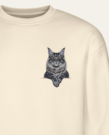Maine coon (niebieski) – bluza z haftem, piaskowa