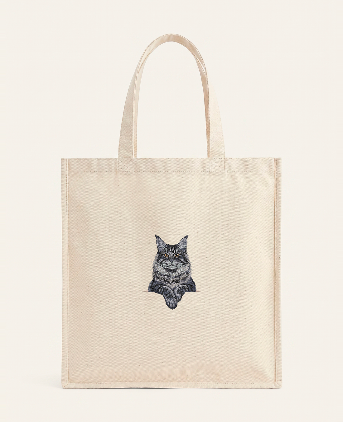 Maine coon (niebieski) – torba z haftem, piaskowa