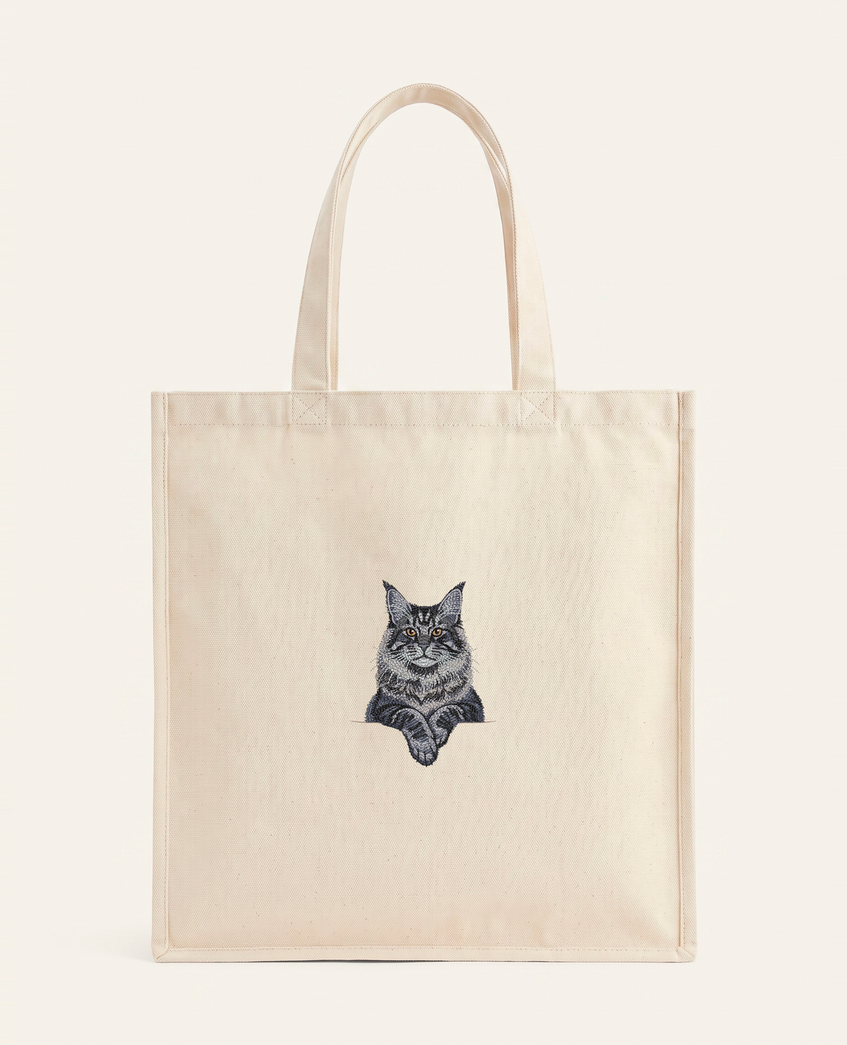 Maine coon (niebieski) – torba z haftem, piaskowa
