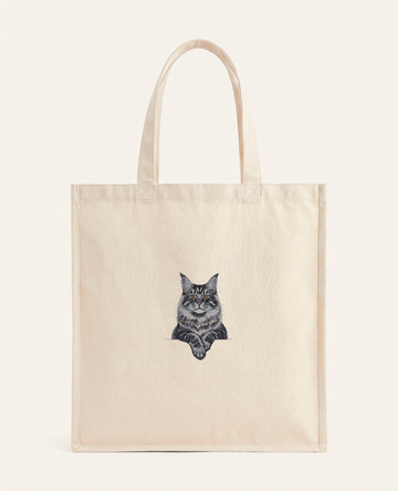 Maine coon (niebieski) – torba z haftem, piaskowa