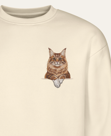 Maine coon (rudy z białymi łapkami) – bluza z haftem, piaskowa