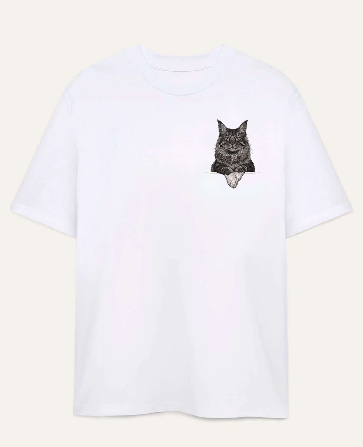 Maine coon (czarny z białymi łapkami) – koszulka z haftem