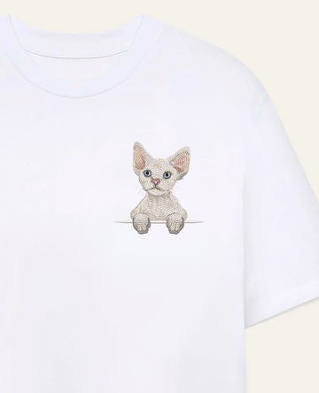Devon rex (biały) – koszulka z haftem