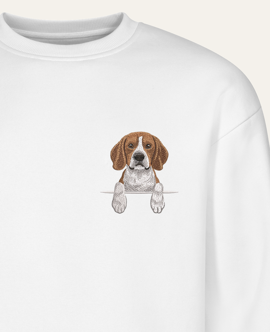 Beagle – bluza z haftem, biały