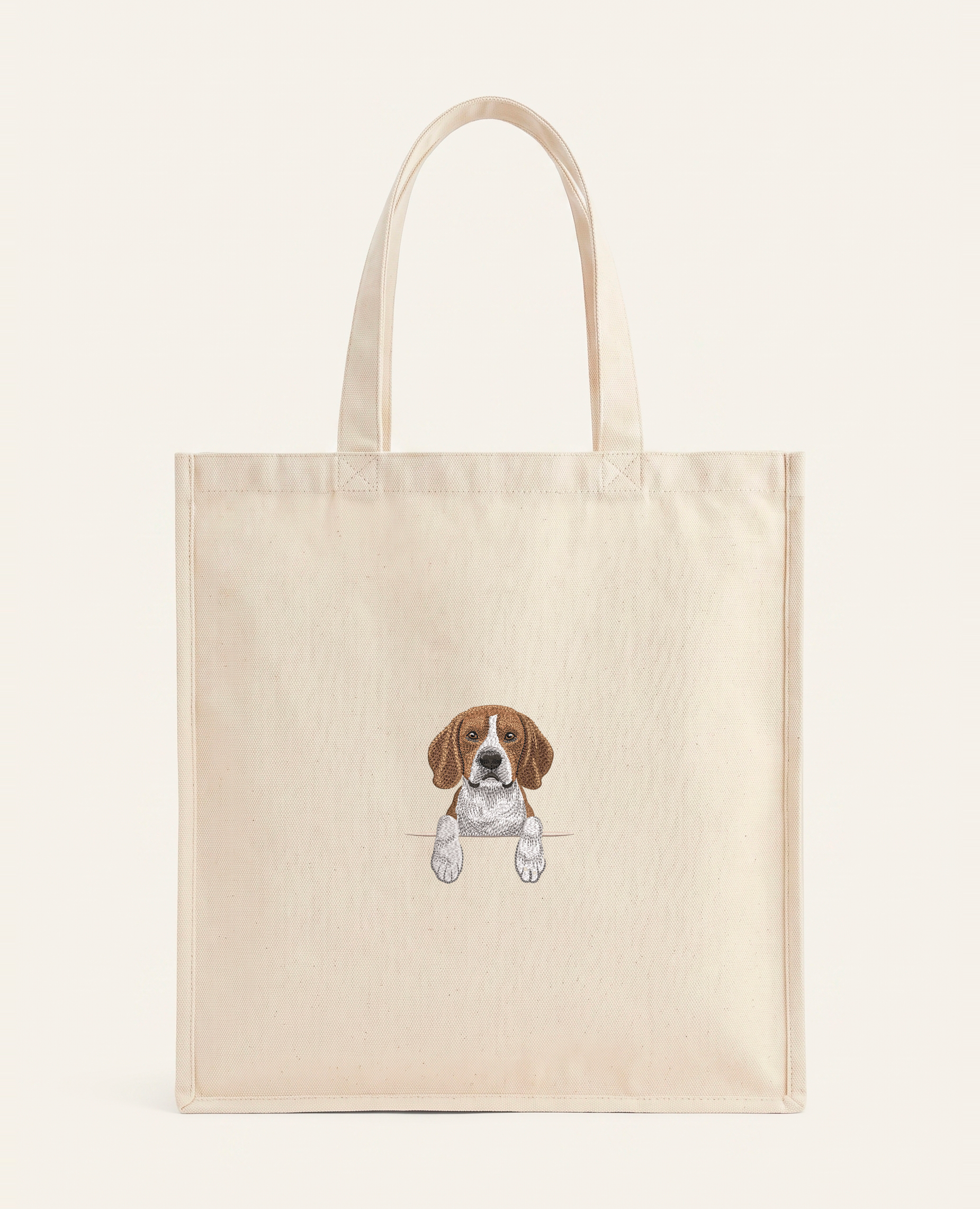 Beagle – torba z haftem, piaskowa