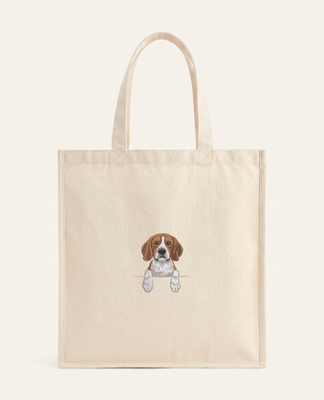 Beagle – torba z haftem, piaskowa