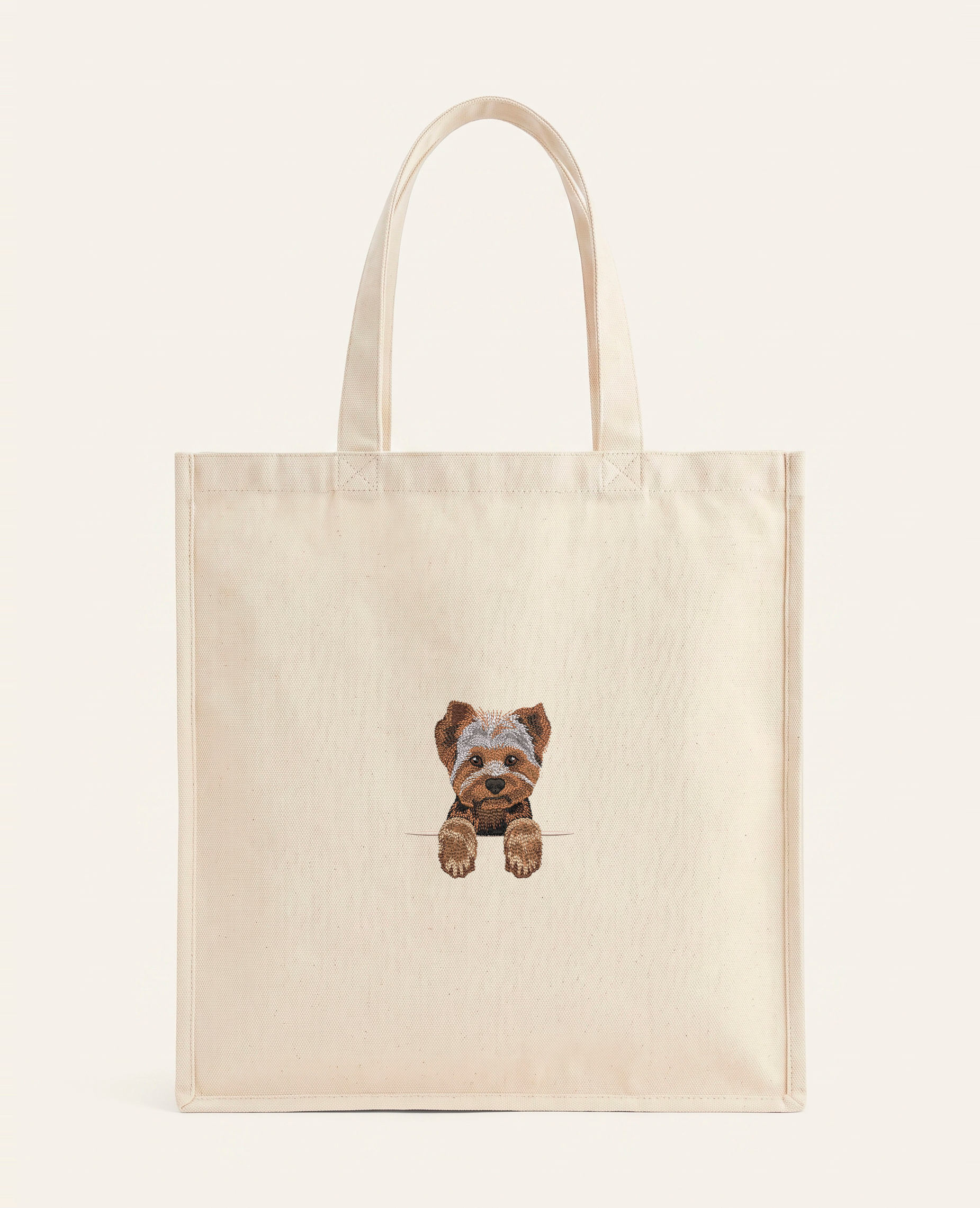 Yorkshire terrier – torba z haftem, piaskowa