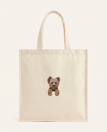 Yorkshire terrier – torba z haftem, piaskowa