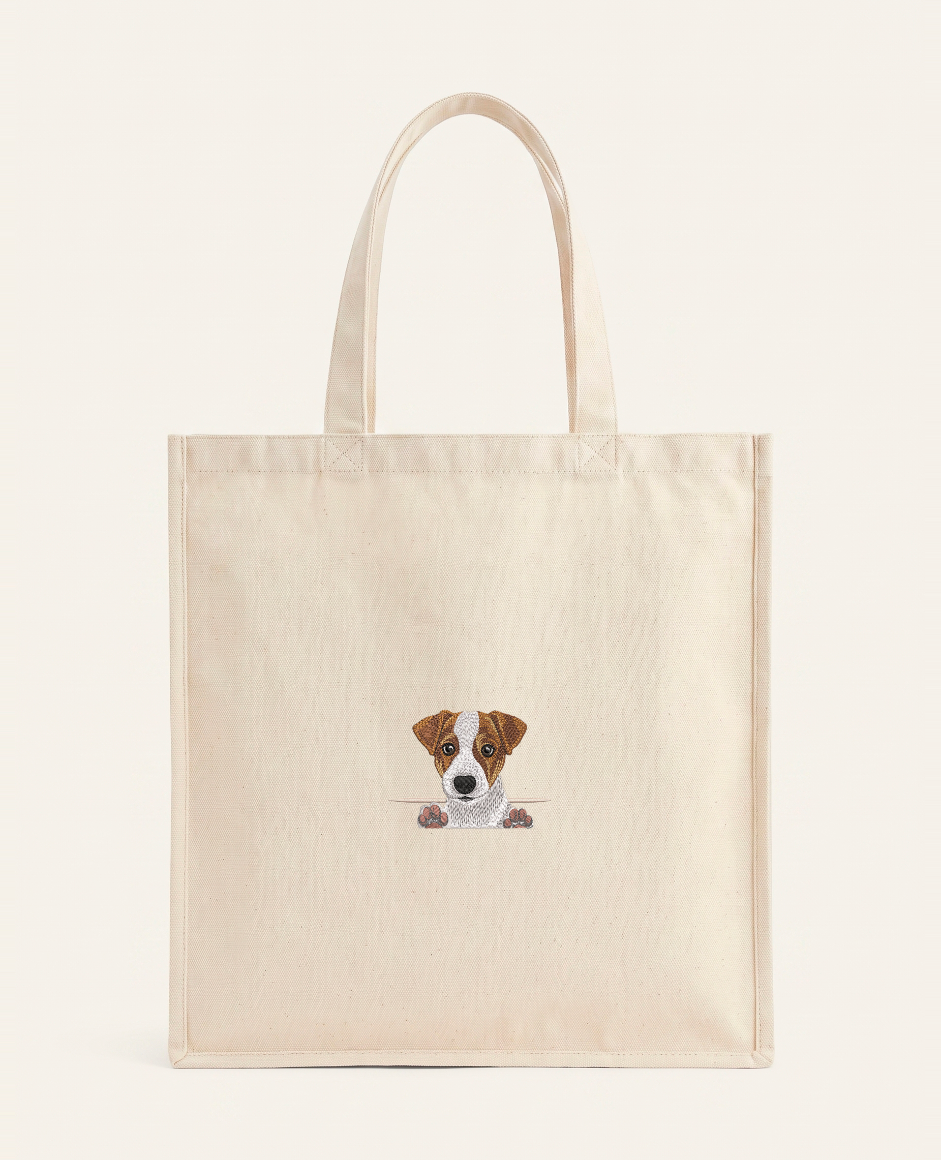 Jack Russell terrier (brązowy) – torba z haftem, piaskowa