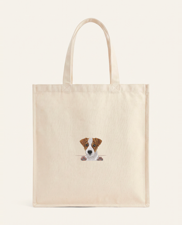 Jack Russell terrier (brązowy) – torba z haftem, piaskowa
