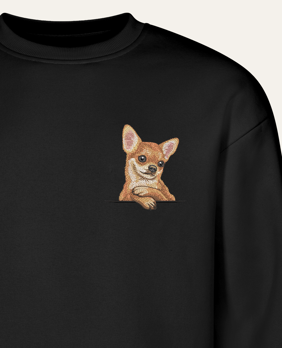 Chihuahua (rudy) – bluza z haftem, czarny