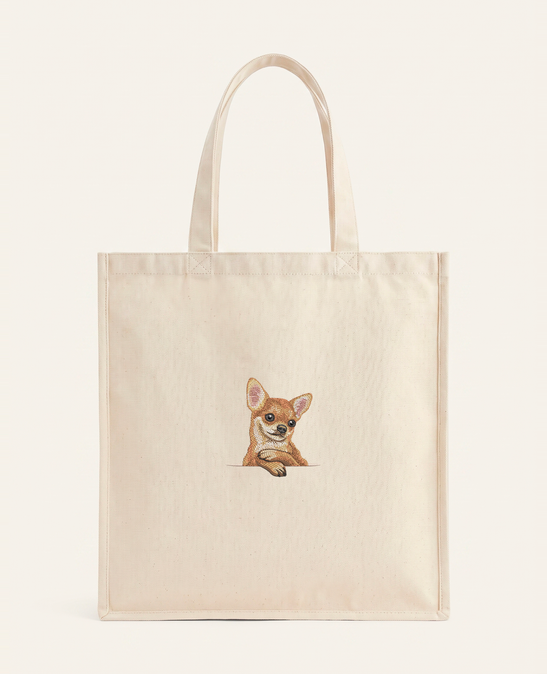 Chihuahua (rudy) – torba z haftem, piaskowa
