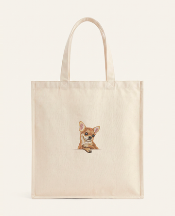 Chihuahua (rudy) – torba z haftem, piaskowa