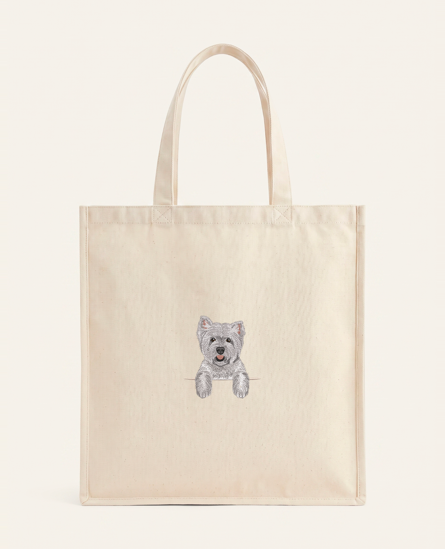 West Highland White Terrier – torba z haftem, piaskowa