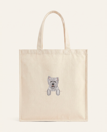 West Highland White Terrier – torba z haftem, piaskowa