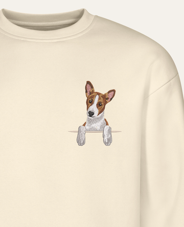 Basenji (brązowy) – bluza z haftem, piaskowy
