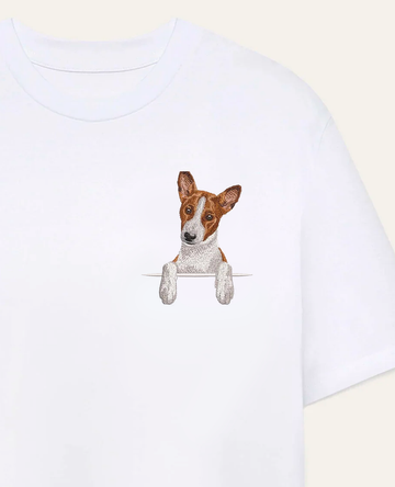 Basenji (brązowy) – koszulka z haftem