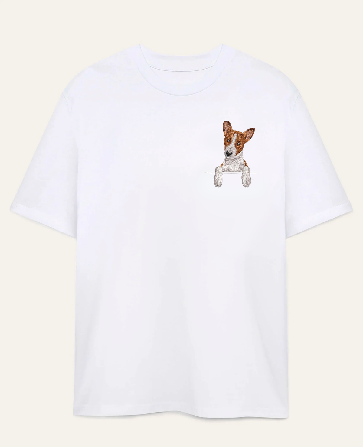 Basenji (brązowy) – koszulka z haftem