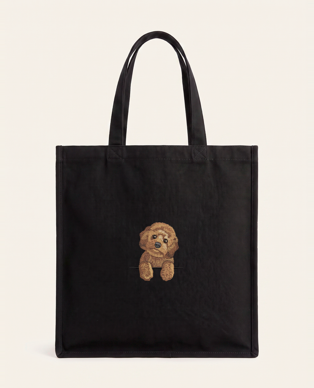 Maltipoo (brązowy) – torba z haftem, piaskowa