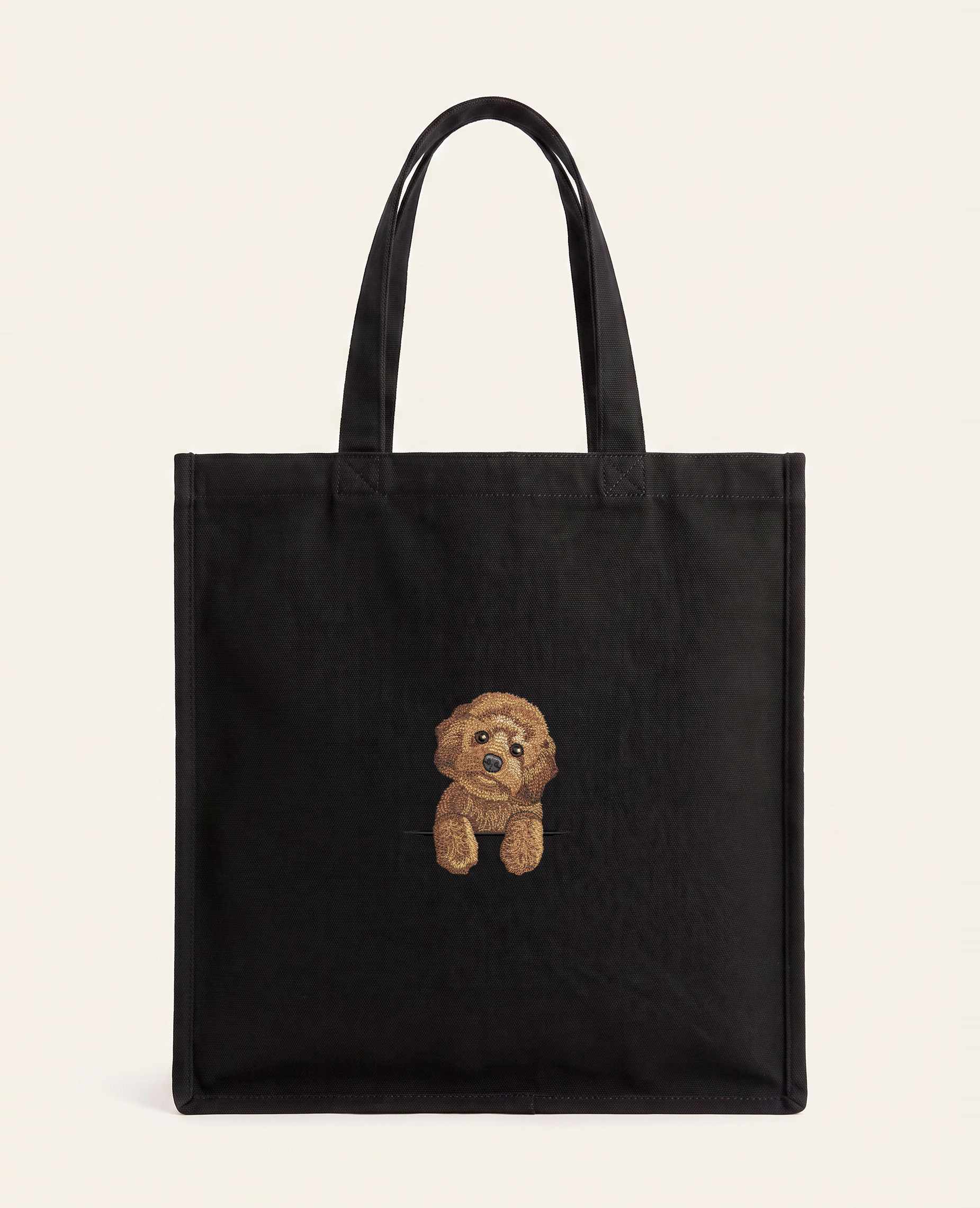 Maltipoo (brązowy) – torba z haftem, czarna