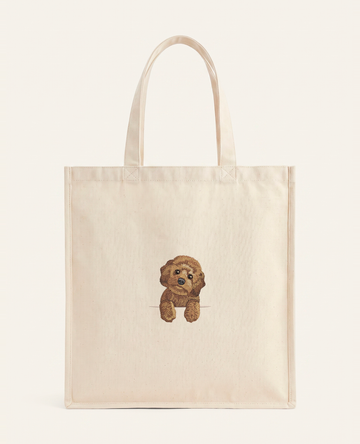 Maltipoo (brązowy) – torba z haftem, piaskowa