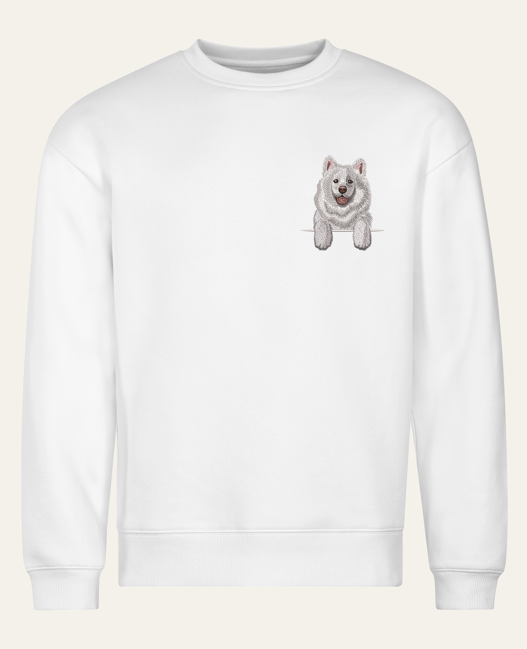 Samoyed – bluza z haftem, biały, cała sylwetka