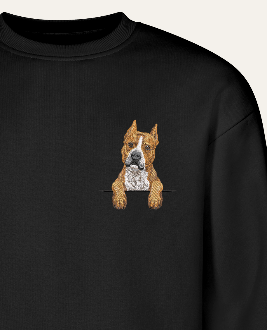 Staffordshire terrier (brązowy) – bluza z haftem, czarny