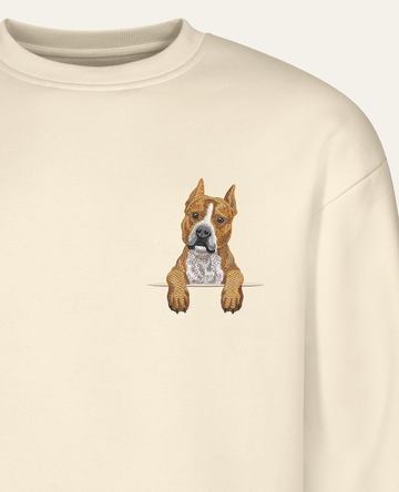 Staffordshire terrier (brązowy) – bluza z haftem, piaskowy