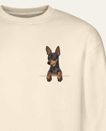 Pinczer miniaturowy (czarny) – bluza z haftem, piaskowy