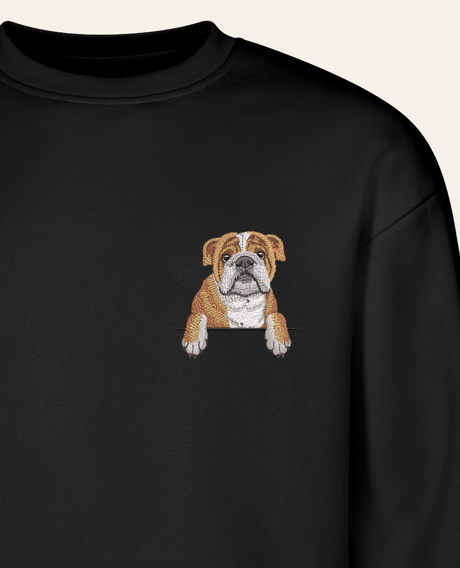 Buldog angielski – bluza z haftem, czarny