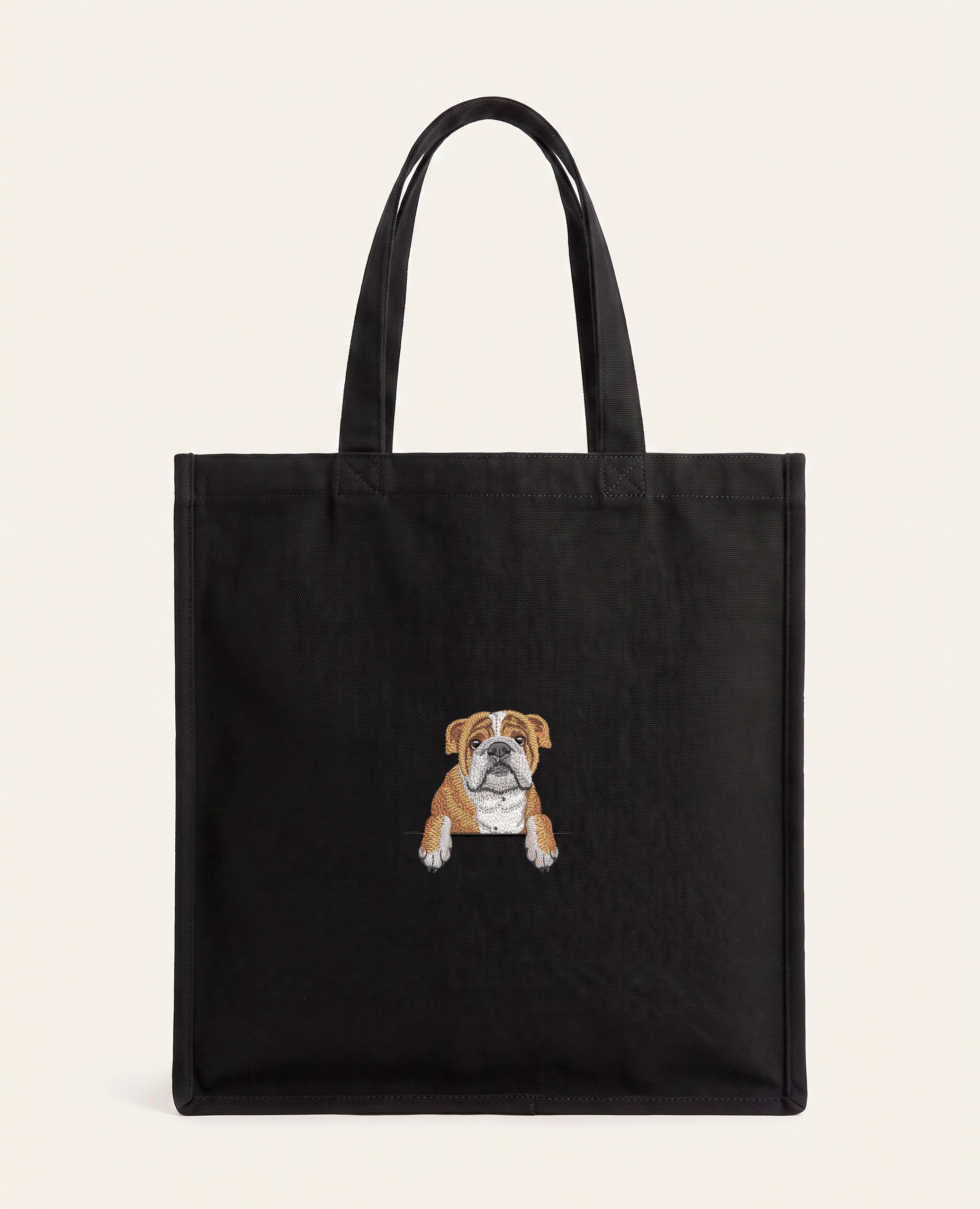Buldog angielski – torba z haftem, czarna