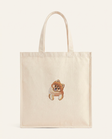 Szpic miniaturowy (Pomeranian) (rudy) – torba z haftem, piaskowa