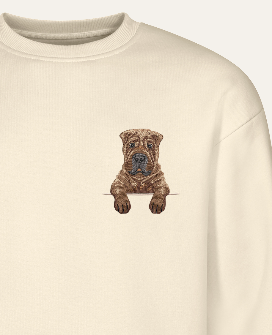 Shar pei (brązowy) – bluza z haftem, piaskowy