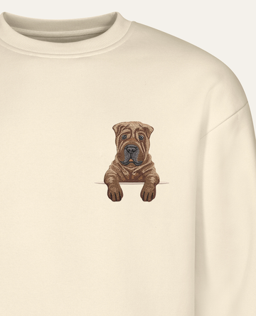 Shar pei (brązowy) – bluza z haftem, piaskowy