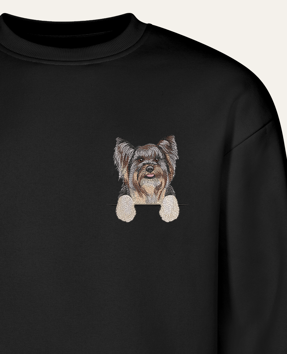 Biewer terrier – bluza z haftem, czarny