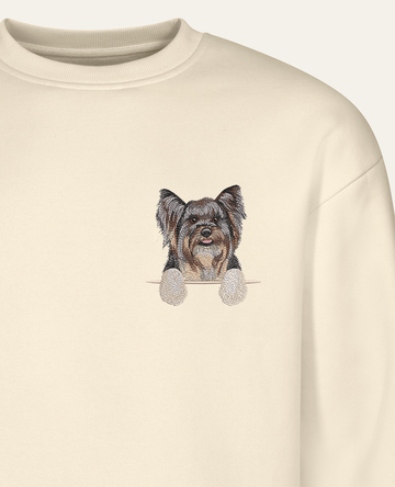 Biewer terrier – bluza z haftem, piaskowy