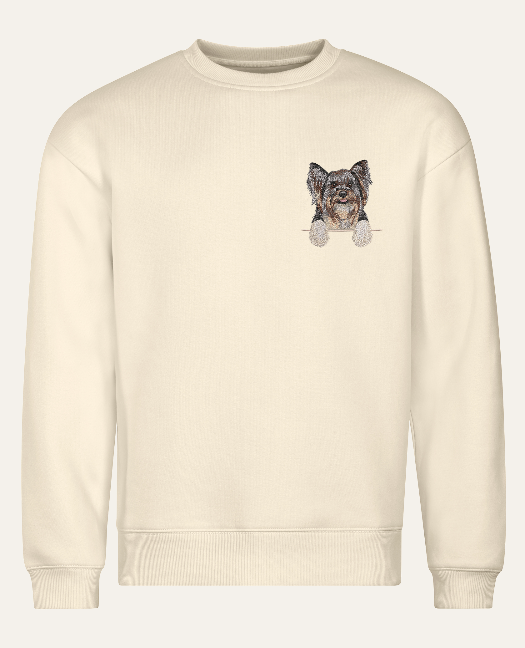 Biewer terrier – bluza z haftem, piaskowy, cała sylwetka