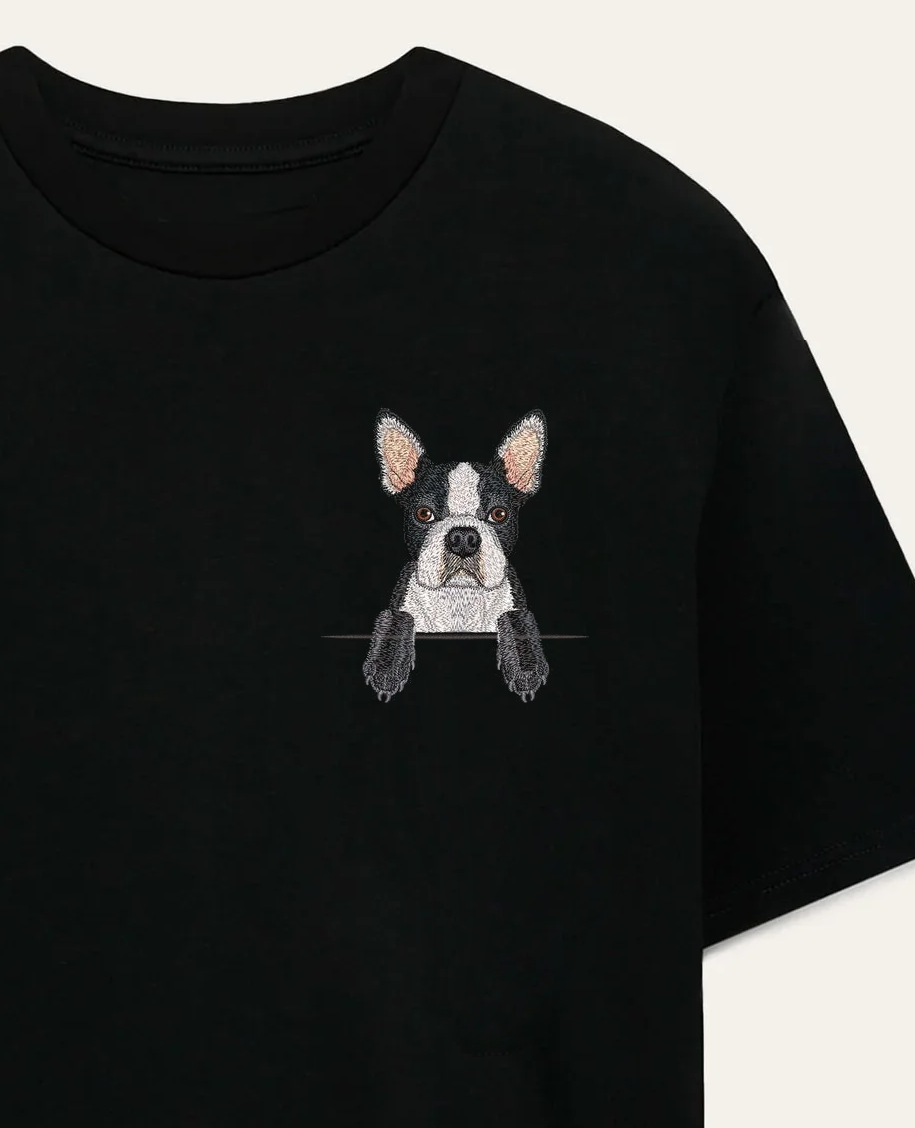 Boston terrier – koszulka z haftem