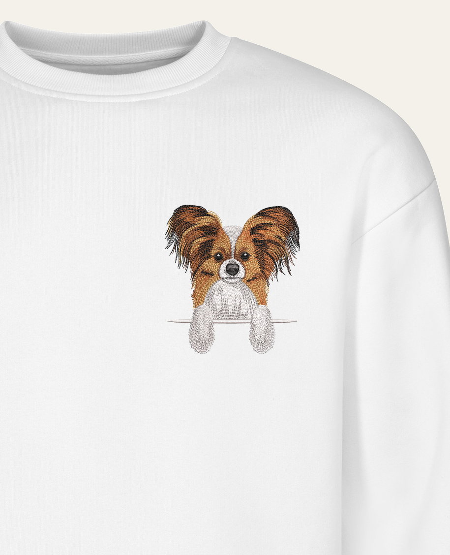 Papillon – bluza z haftem, biała (zbliżenie)