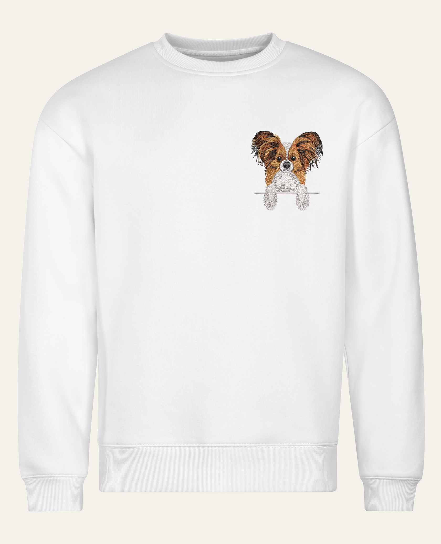 Papillon – bluza z haftem, biała (cała sylwetka)