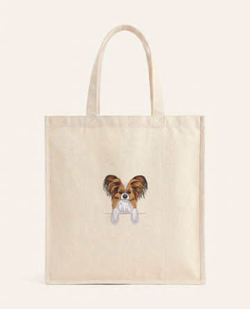 Papillon – torba z haftem, piaskowa