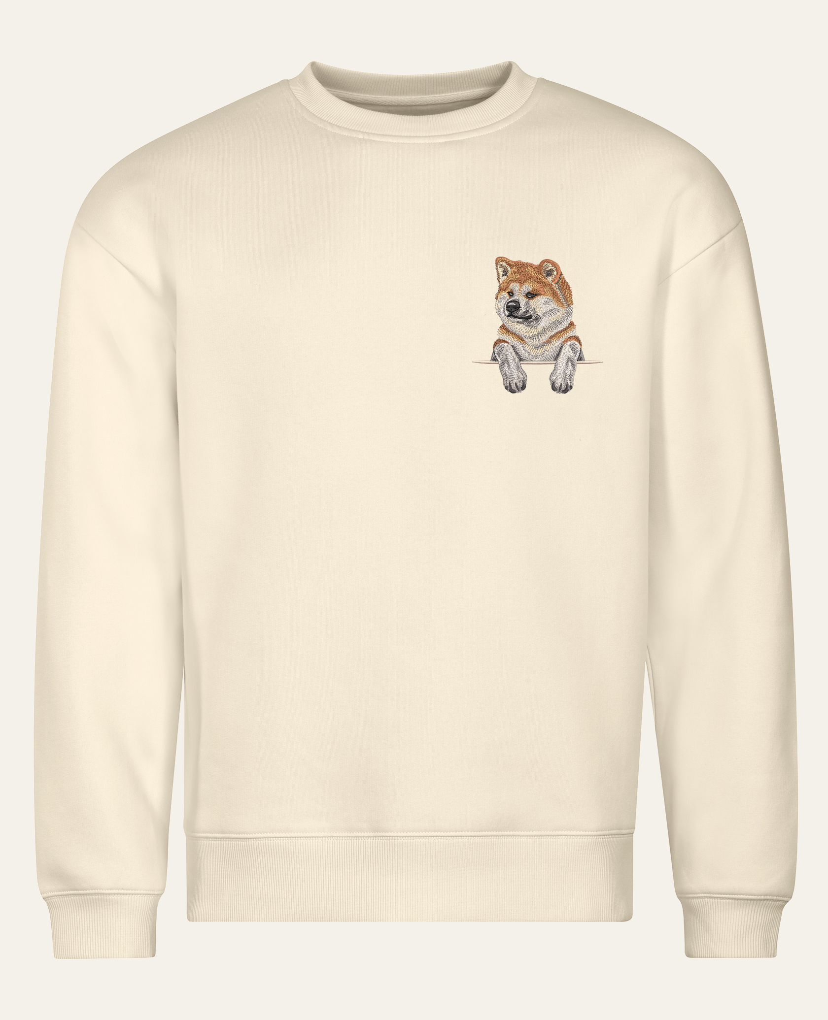 Akita – bluza z haftem, piaskowa (cała sylwetka)