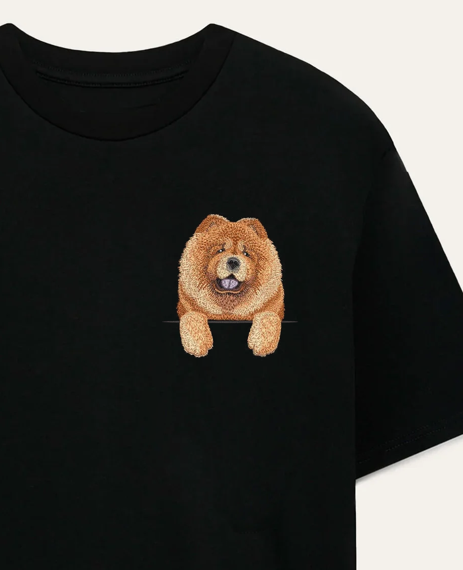Chow Chow (rudy) – koszulka z haftem