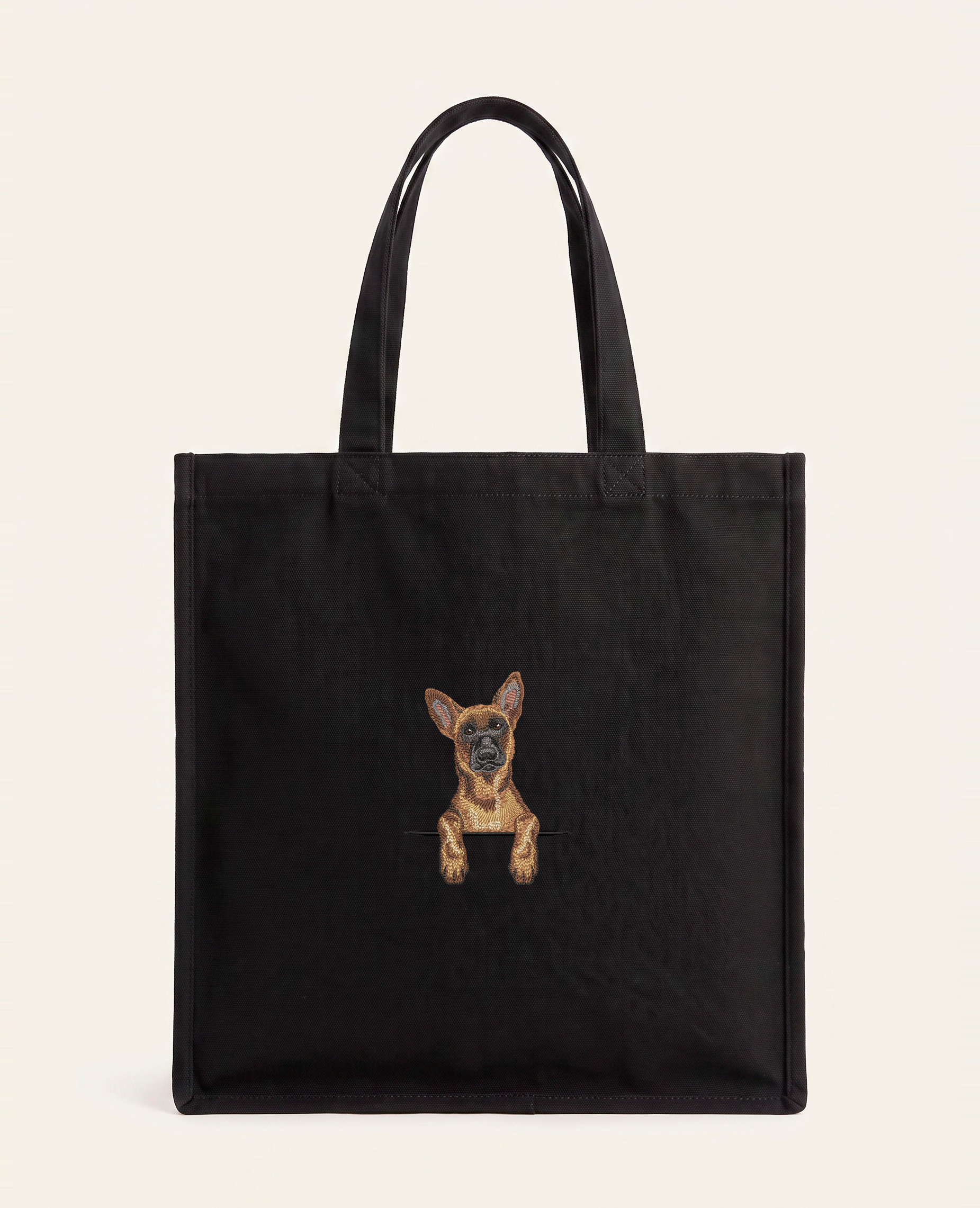 Owczarek belgijski malinois – torba z haftem, czarna